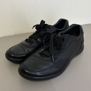 Prada Leather Shoes Sneakers Mens Size 8.5 Black Designer Low Top
